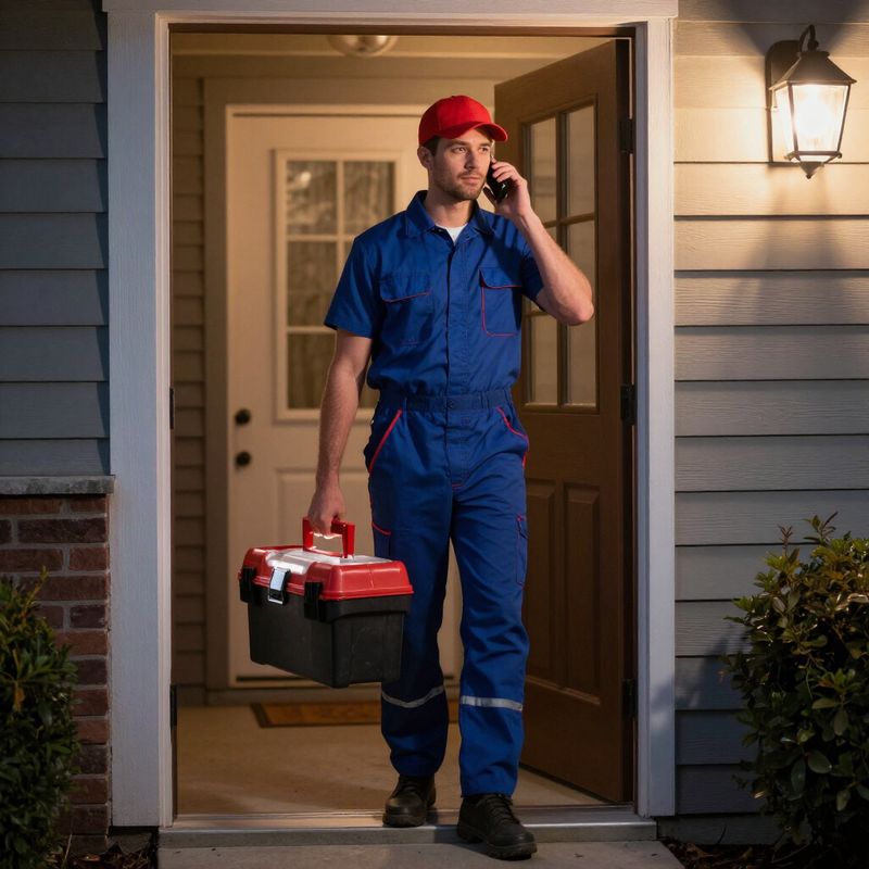 Plumber arriving for an emergency night call